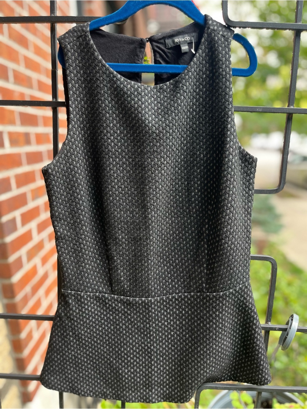 RW&CO. Black Textured Sleeveless Peplum Dress